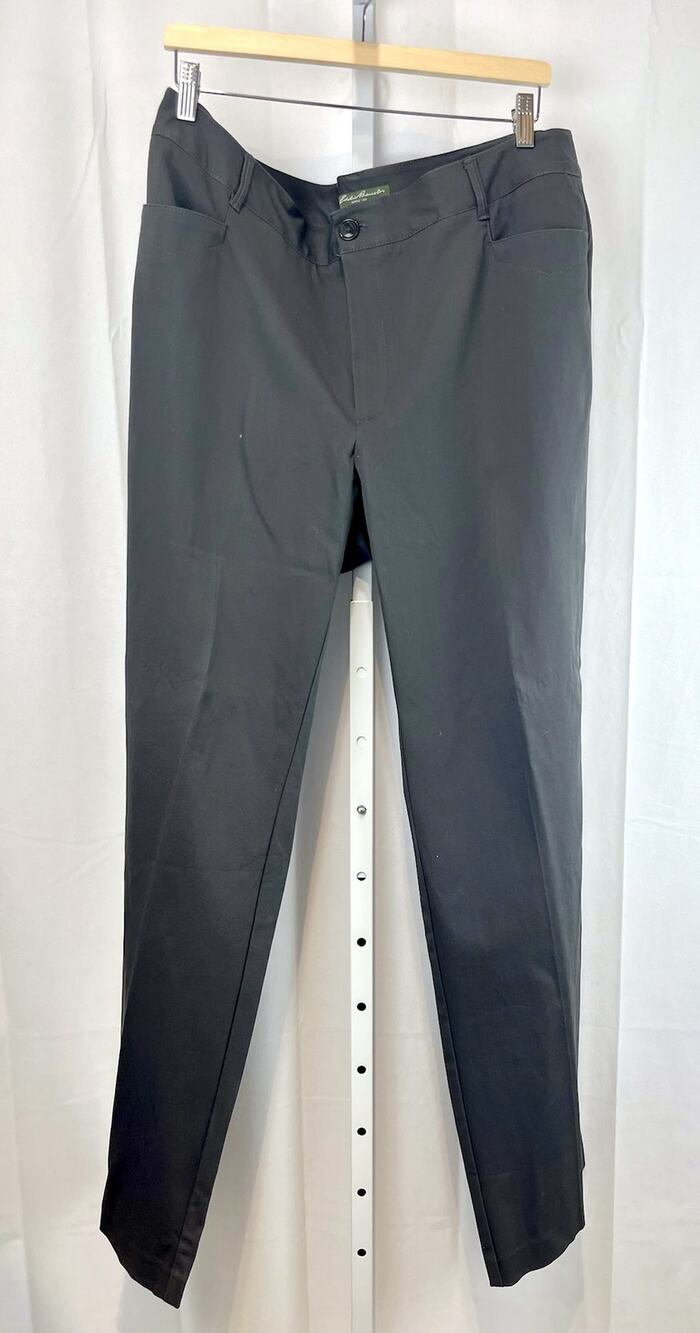NWT EDDIE BAUER Blakely Fit Pants Zip Fly Flat Front Stretch Cotton Gray Size 18